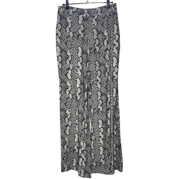 NEW H&M gray snake print flare wide leg pants size 4 - Picture 2 of 10